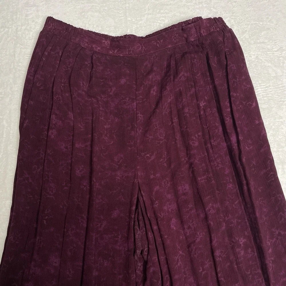 Vintage Carole Little  Size 20 ~ 2 Piece Pants Set Burgundy with‎ floral